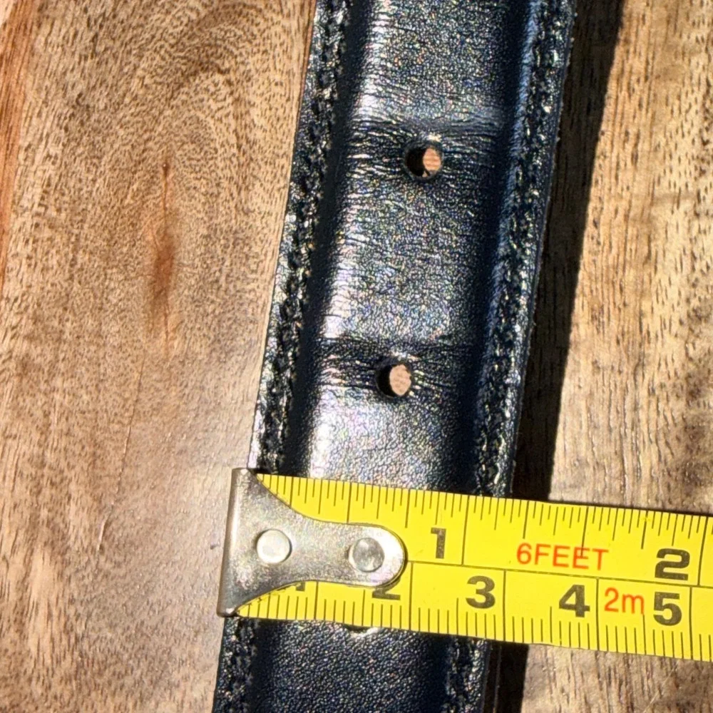 Allen Edmonds Leather Belt Mens 44 Black‎ Dress Made in USA Classic Stitch